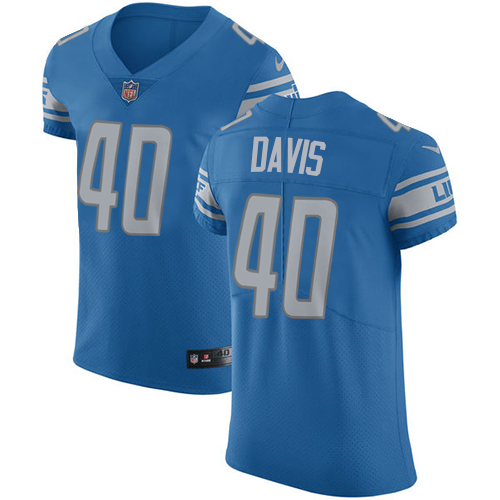 Nike Lions #40 Jarrad Davis Blue Team Color Men's Stitched NFL Vapor Untouchable Elite Jersey - Click Image to Close